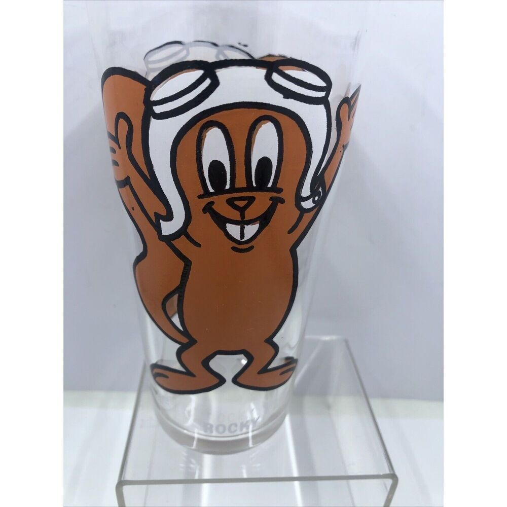 Vintage 70s ROCKY THE FLYING SQUIRREL Pepsi Collector Series Glass. Read